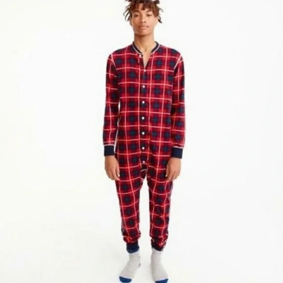 NWT J.Crew Union Suit Onesie in red check
